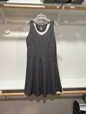 Sleeveless Patterned A-Line Dress - Black
